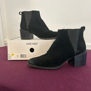 Nine West Suede Black Ankle Booties size 8.5